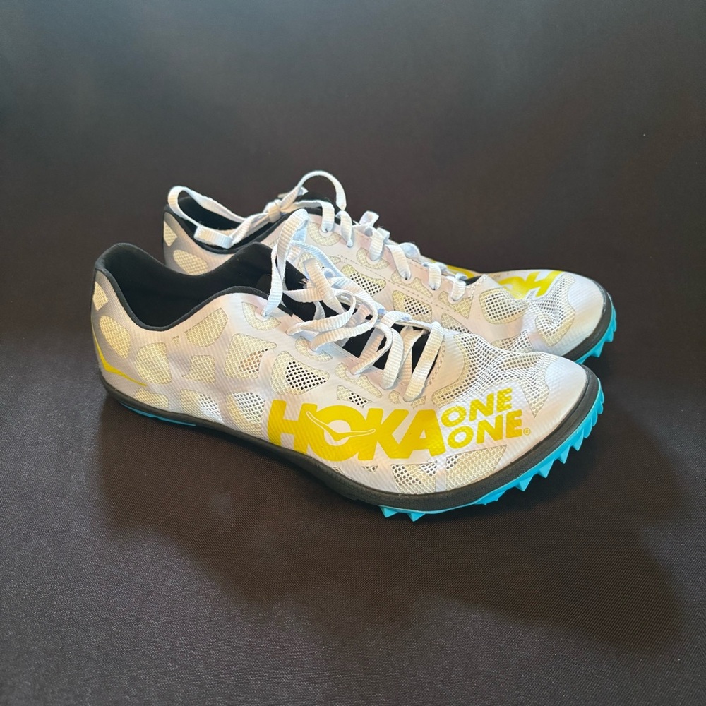 Hoka One One White and Yellow Athletic Shoes